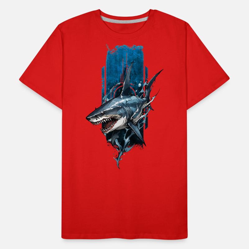 Conception de requin féroce : Prédateur bleu profond T-shirt bio Premium Homme