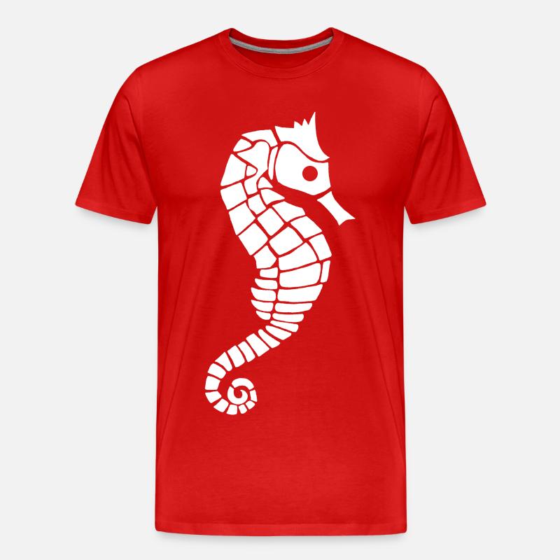 Weißes Seepferdchen - Männer Premium Bio T-Shirt - Rot
