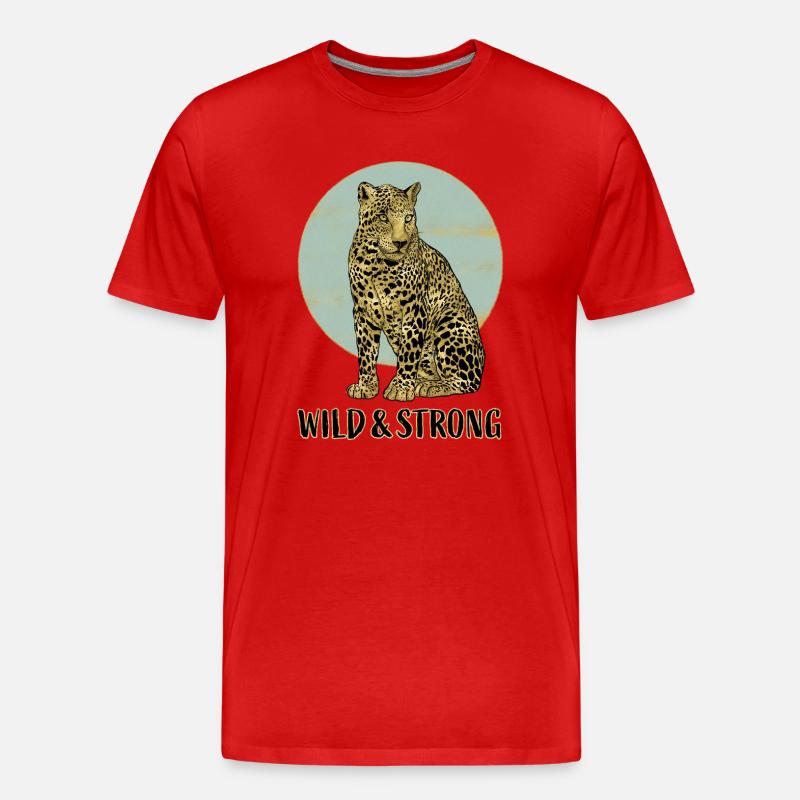Leopard. Wild and Strong. - Männer Premium Bio T-Shirt - Rot