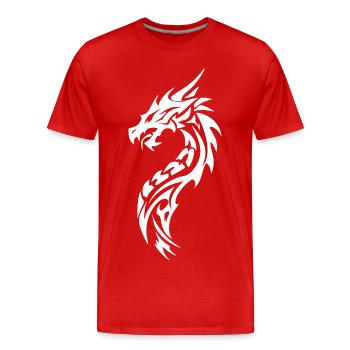 Tribal Dragon Silhouette - T-shirt bio Premium Homme - rouge - Devant - Damien (186cm)
