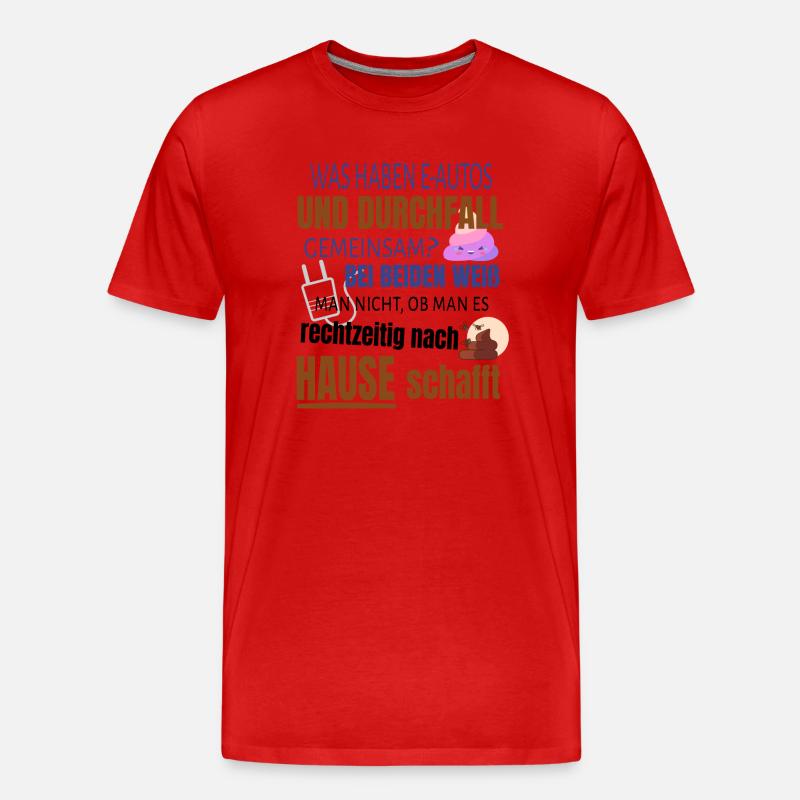Lustiger Spruch E-Auto Elektroauto - Männer Premium Bio T-Shirt - Rot