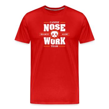 TRAVAIL DU NEZ Recherche d’équipe Nez de chien Chiens de travail Chien - T-shirt bio Premium Homme - rouge - Devant - Damien (186cm)