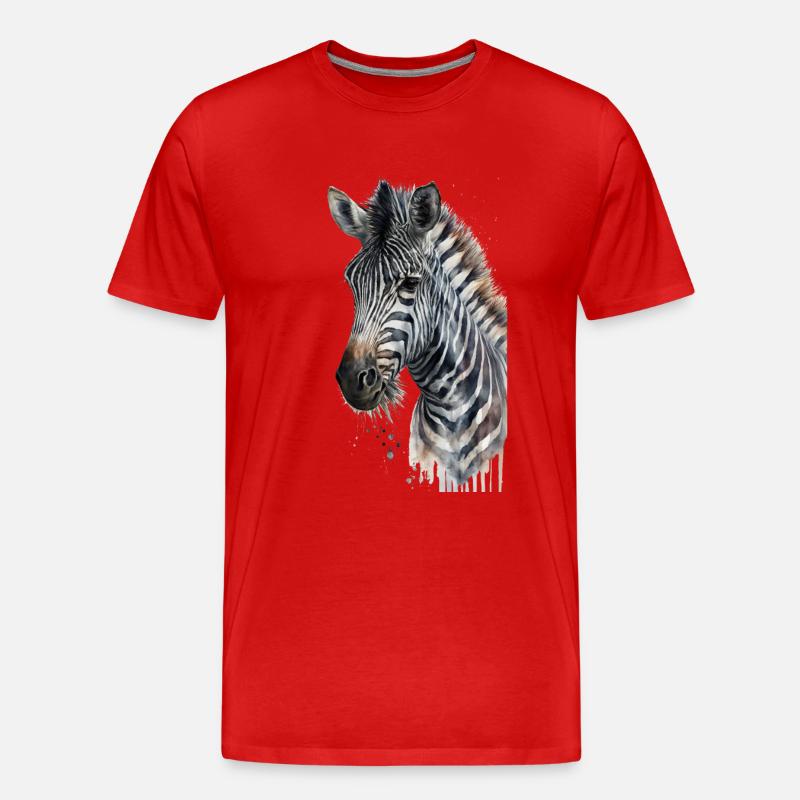 Zebra Aquarell Cool Tier - Männer Premium Bio T-Shirt - Rot