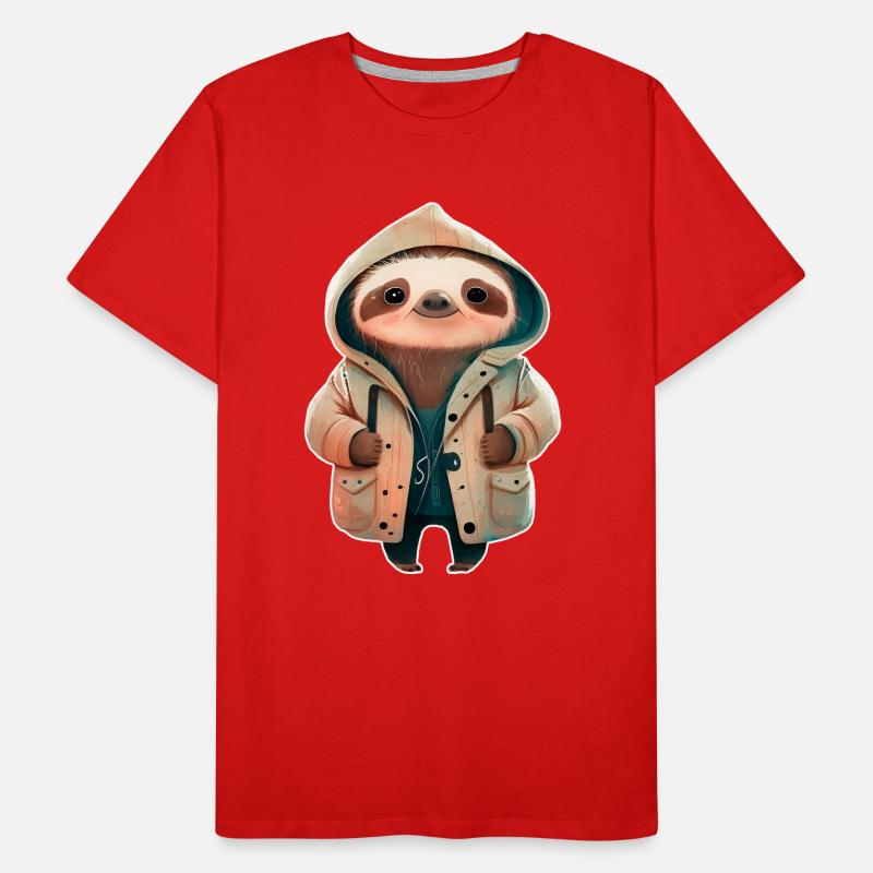 Sloth in raincoat jacket Men's Premium Organic T-Shirt