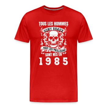 les meilleurs sont nés en 1985 - T-shirt bio Premium Homme - rouge - Devant - Damien (186cm)