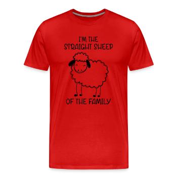 Ich bin das hetero Schaf der Familie - Männer Premium Bio T-Shirt - Rot - Vorne - Damien (186cm)