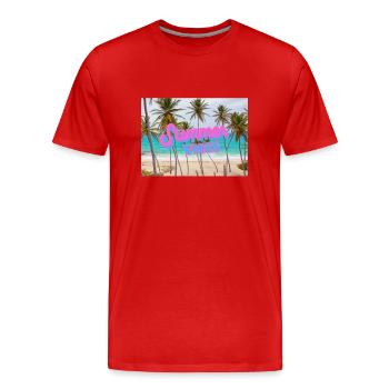 Summer - Vibes - Summer Vibes - Sun - Hot - Palms - Men's Premium Organic T-Shirt - red - Front - Damien (186cm)