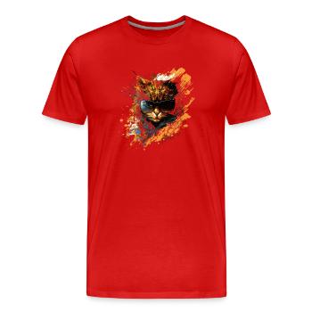 Intrépide et sauvage: Chat badass! - T-shirt bio Premium Homme - rouge - Devant - Damien (186cm)
