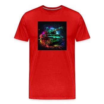 Char de combat principal en néon léger, solide et robuste - T-shirt bio Premium Homme - rouge - Devant - Damien (186cm)