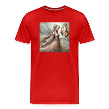 Schmetterlings-Fee. - Männer Premium Bio T-Shirt - Rot - Vorne - Damien (186cm)