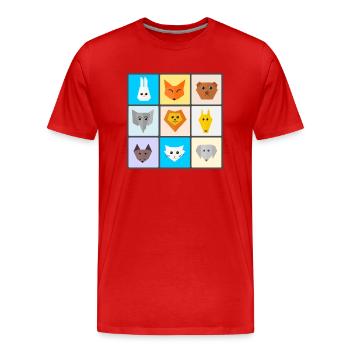 mélange coloré des animaux avec des animaux préférés - T-shirt bio Premium Homme - rouge - Devant - Damien (186cm)