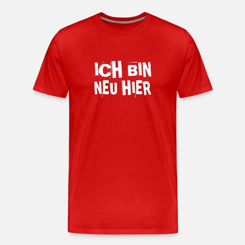 hier bin ich neu - Männer Premium Bio T-Shirt - Rot
