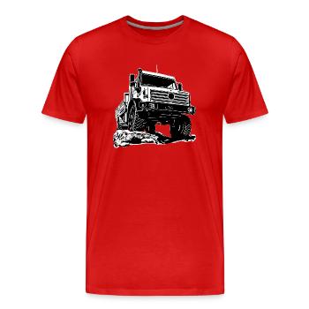 Unimog - Oldtimer - Offroad - Universal motor device - Men's Premium Organic T-Shirt - red - Front - Damien (186cm)