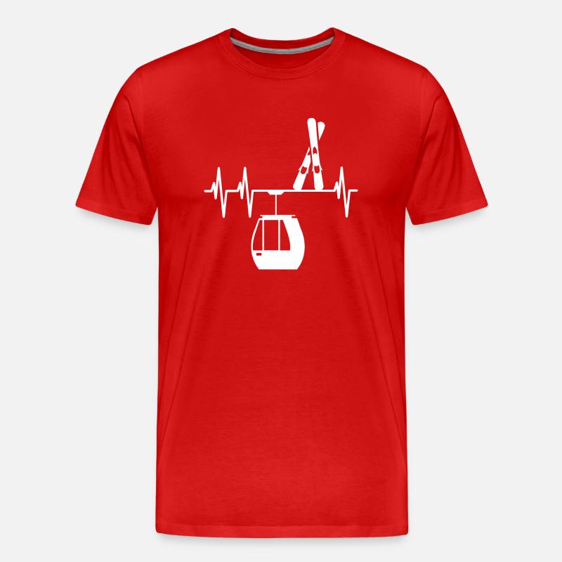 Ski Heartbeat helles design - Männer Premium Bio T-Shirt - Rot