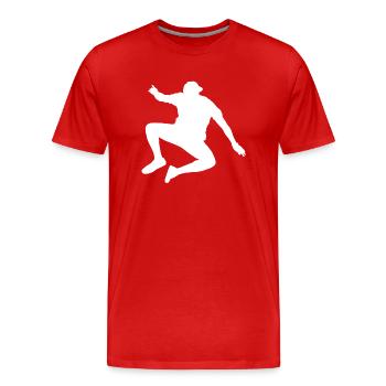 Cool motive: Freerunning Springer - Men's Premium Organic T-Shirt - red - Front - Damien (186cm)