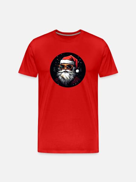 Weihnachtsmann mit Brille - Männer Premium Bio T-Shirt - Rot