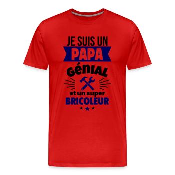 Je suis un papa génial et un super bricoleur - T-shirt bio Premium Homme - rouge - Devant - Damien (186cm)