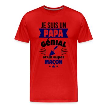 Papa génial & maçon – idée fête des pères - T-shirt bio Premium Homme - rouge - Devant - Damien (186cm)