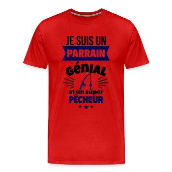 Parrain génial et super pêcheur Pêche Pêcheur - T-shirt bio Premium Homme - rouge - Devant - Damien (186cm)