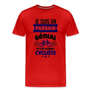 Parrain génial et super cycliste Vélo Cyclisme - T-shirt bio Premium Homme - rouge - Devant - Damien (186cm)