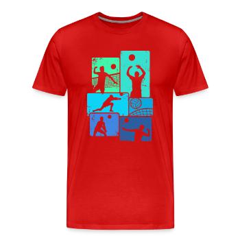 Joueur de volley-ball Vintage Volley-ball Volley - T-shirt bio Premium Homme - rouge - Devant - Damien (186cm)