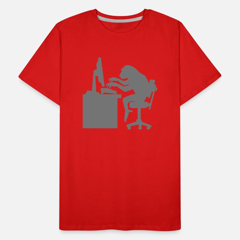 Monkey on Computer Men's Premium Organic T-Shirt