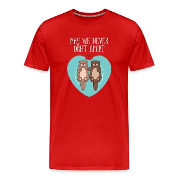 Cute Otter Couple | May We Never Drift Apart - T-shirt bio Premium Homme - rouge - Devant - Damien (186cm)