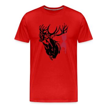 Hirsch mit Bikini - Männer Premium Bio T-Shirt - Rot - Vorne - Damien (186cm)