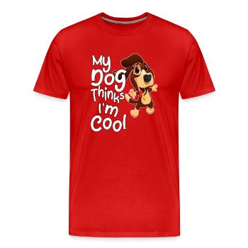 Mon chien pense que je suis cool - T-shirt bio Premium Homme - rouge - Devant - Damien (186cm)