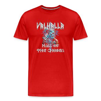 Valhalla - Salle des élus - T-shirt bio Premium Homme - rouge - Devant - Damien (186cm)
