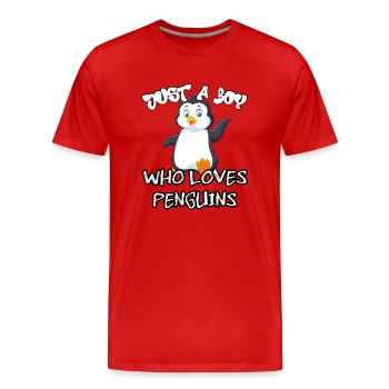 Just a boy who loves Penguins - Men's Premium Organic T-Shirt - red - Front - Damien (186cm)