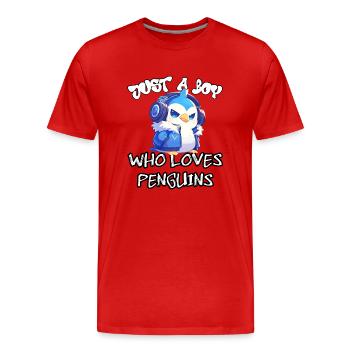 Just a boy who loves Penguins - Men's Premium Organic T-Shirt - red - Front - Damien (186cm)