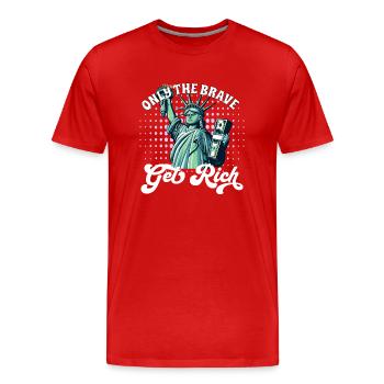 Seuls les courageux s’enrichissent - T-shirt bio Premium Homme - rouge - Devant - Damien (186cm)