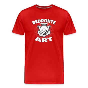 Espèces menacées - Conception de voitures à moteur à combustion interne - T-shirt bio Premium Homme - rouge - Devant - Damien (186cm)