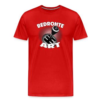 Espèces menacées - Conception de voitures à moteur à combustion interne - T-shirt bio Premium Homme - rouge - Devant - Damien (186cm)