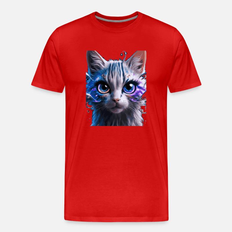 Space Cat - Männer Premium Bio T-Shirt - Rot