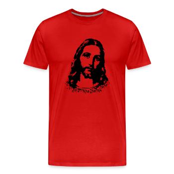 Jésus - T-shirt bio Premium Homme - rouge - Devant - Damien (186cm)