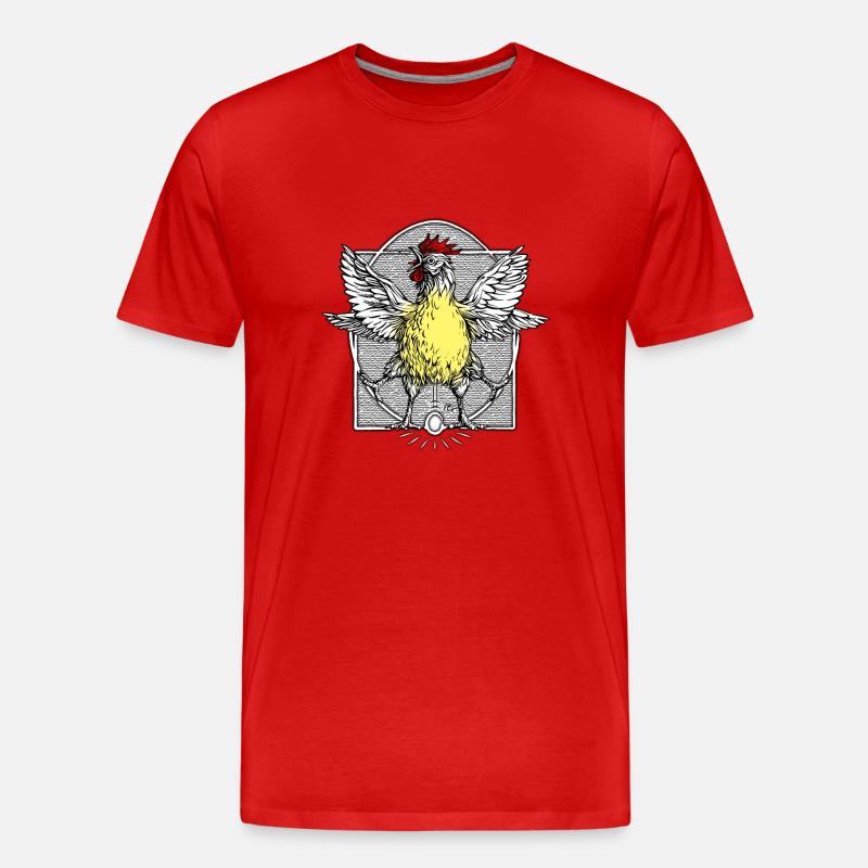 Der Hahn Vitruve2 - Männer Premium Bio T-Shirt - Rot