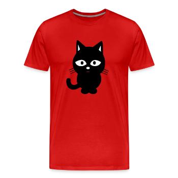 schwarze Katze - Männer Premium Bio T-Shirt - Rot - Vorne - Damien (186cm)
