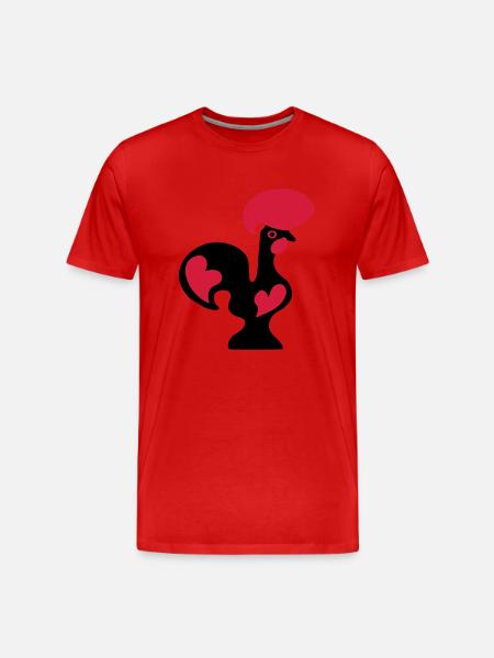 portuguese drawing Rooster of Barcelos portugal - Men's Premium Organic T-Shirt - red