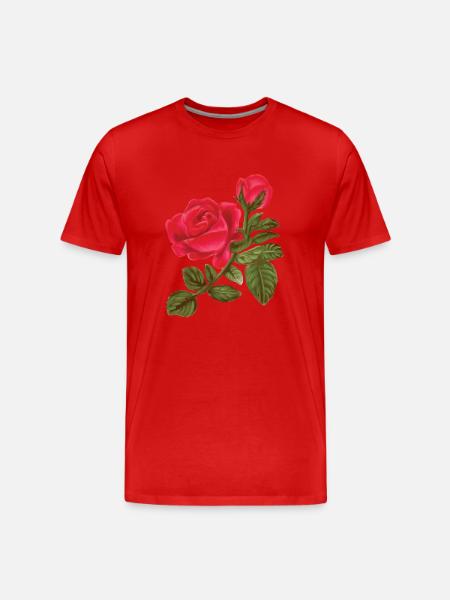 Rosen Aquarell handgemalt - Männer Premium Bio T-Shirt - Rot