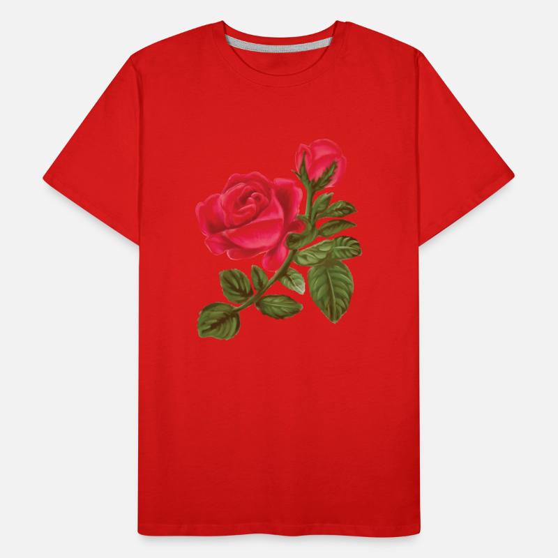 Rose Aquarelle peinte à la main T-shirt bio Premium Homme