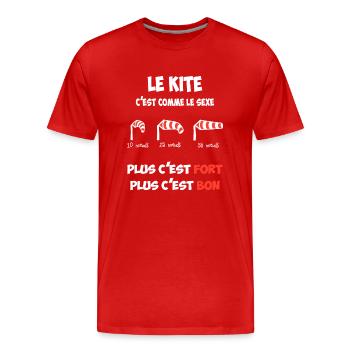 Le kite c'est comme le s***, plus c'est ... - T-shirt bio Premium Homme - rouge - Devant - Damien (186cm)