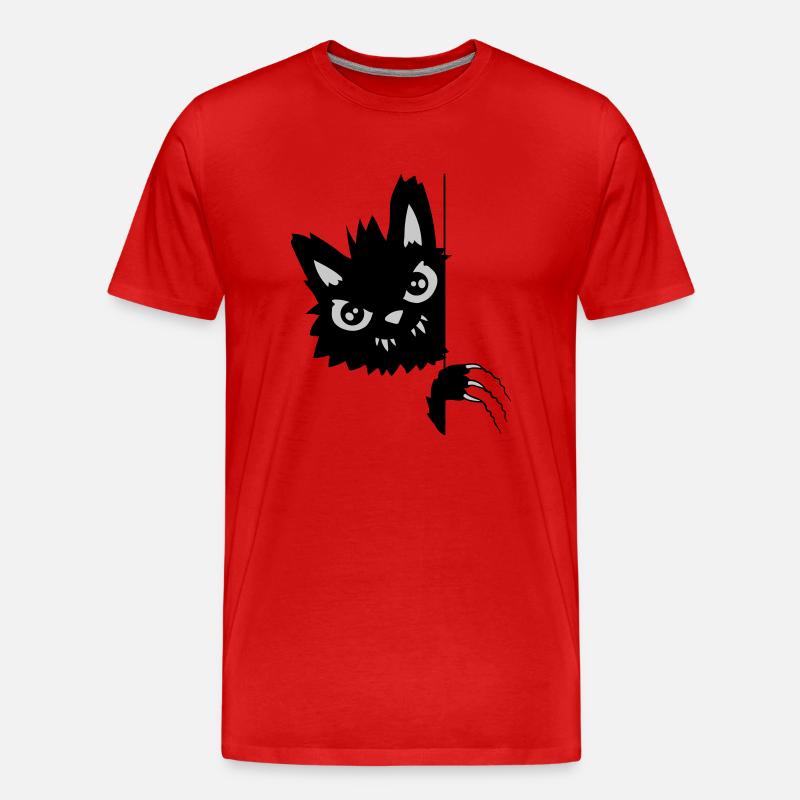 Evil Cat Scratches - Men's Premium Organic T-Shirt - red