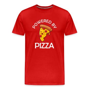 Powered By Pizza Lustiger Pizza Spruch - Männer Premium Bio T-Shirt - Rot - Vorne - Damien (186cm)