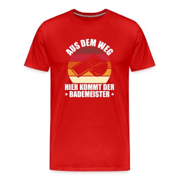 Badeaufsicht Pfeife Bademeister Geschenk - Männer Premium Bio T-Shirt - Rot - Vorne - Damien (186cm)