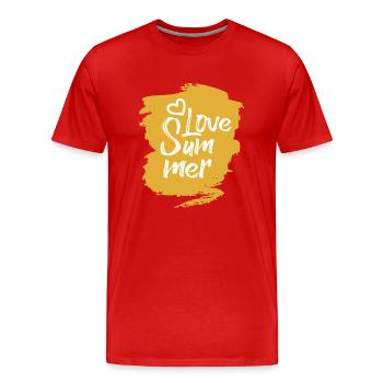 Ich liebe den Sommer - Männer Premium Bio T-Shirt - Rot - Vorne - Damien (186cm)