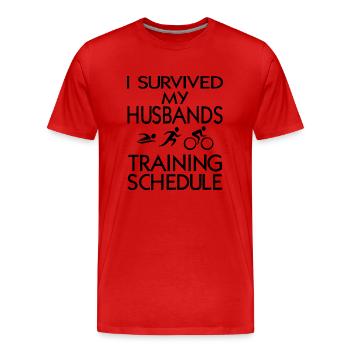 Triathlon Natation Vélo Run Marathon - T-shirt bio Premium Homme - rouge - Devant - Damien (186cm)