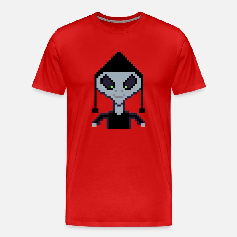 Pixel Alien "Black Boy" - Männer Premium Bio T-Shirt - Rot