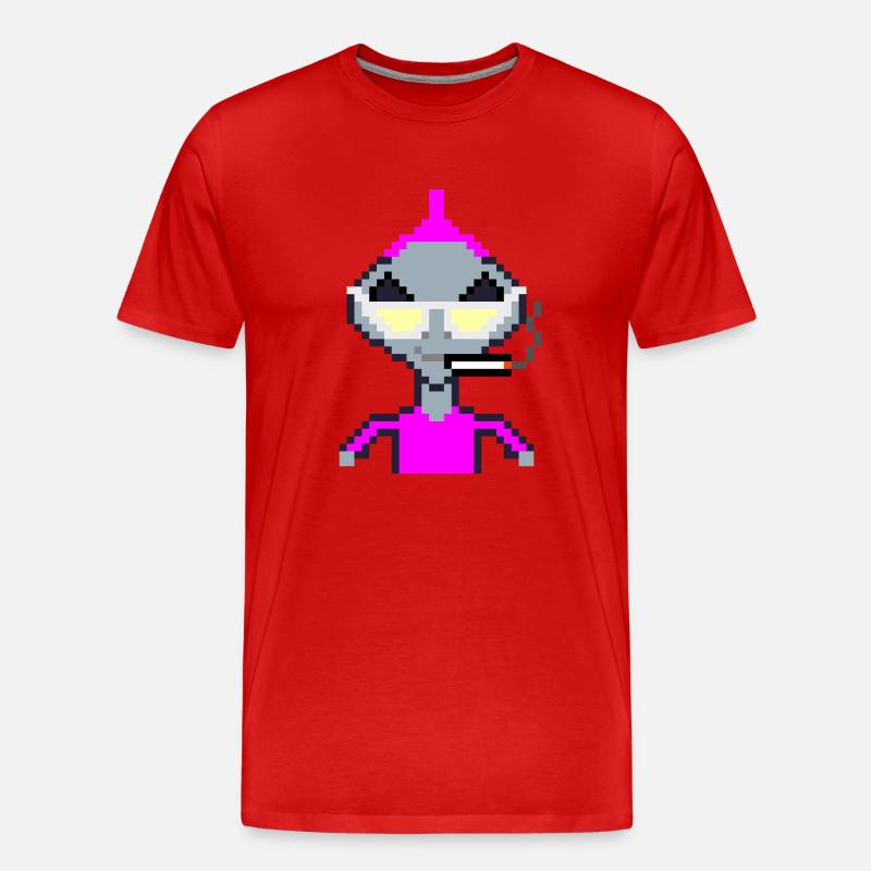 Pixel Alien "Violet Iro" - Männer Premium Bio T-Shirt - Rot